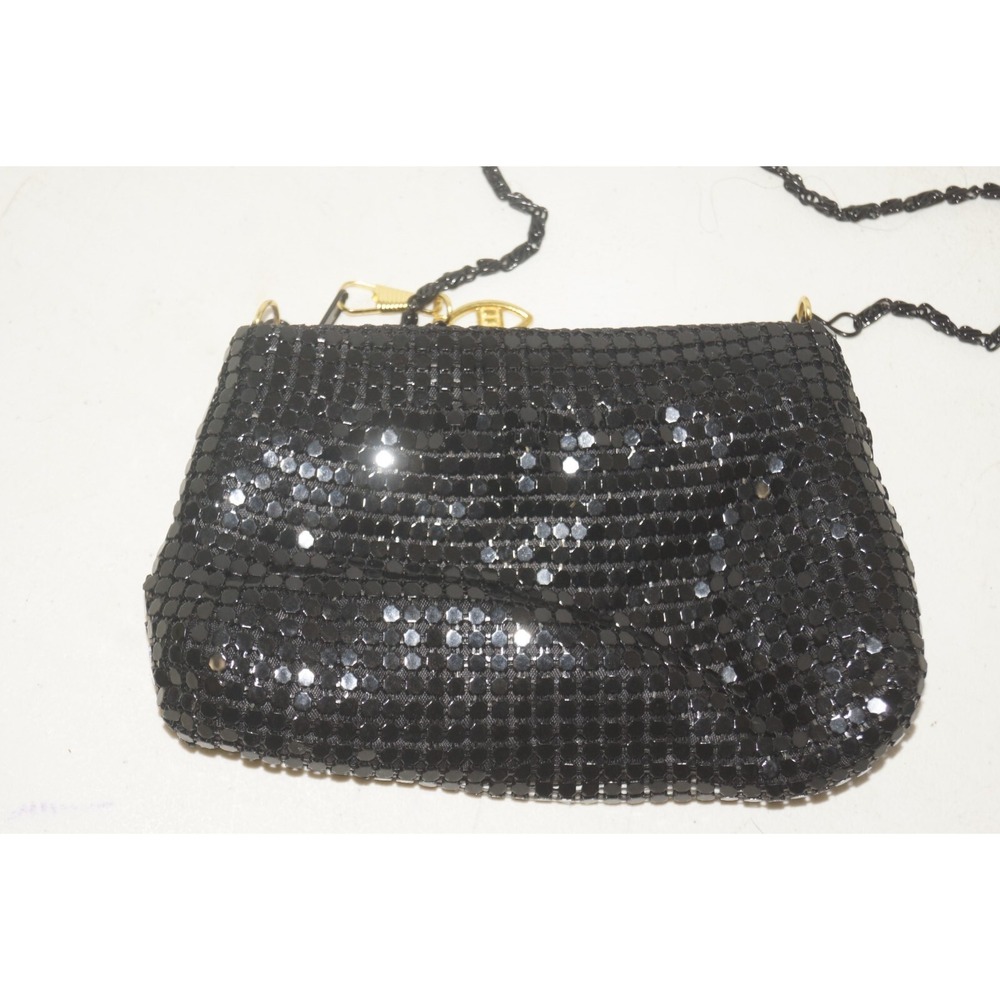 Black Sequence Clutch Purse 7"×4" Black‎ Strap 36"